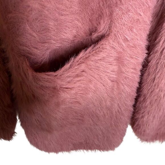 Free People Mauve Fuzzy Open Cardigan Sweater Sz M, Boho, Grunge - Picture 6 of 14
